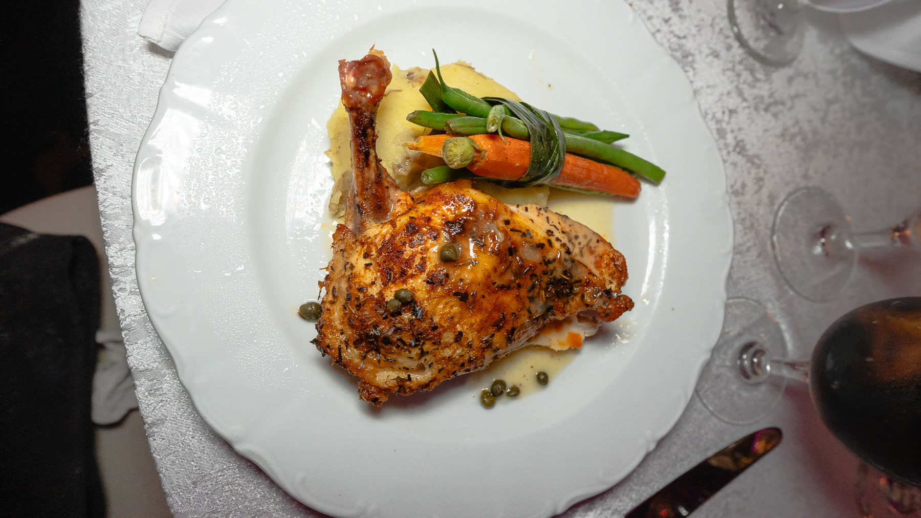 Kosher chicken entree with greens