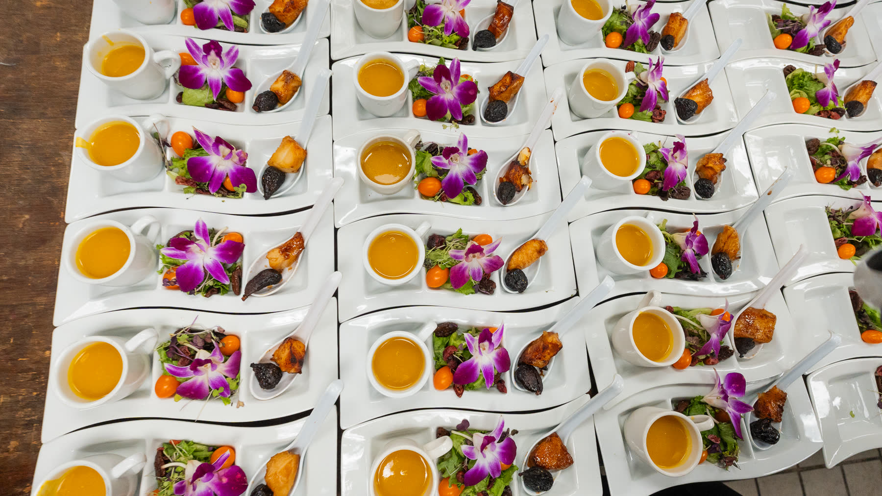 Plated bites at a formal kosher event