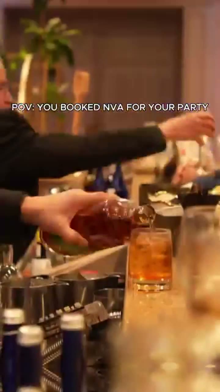 Instagram reel thumbnail of drinks being served during a Northern Valley Affairs event