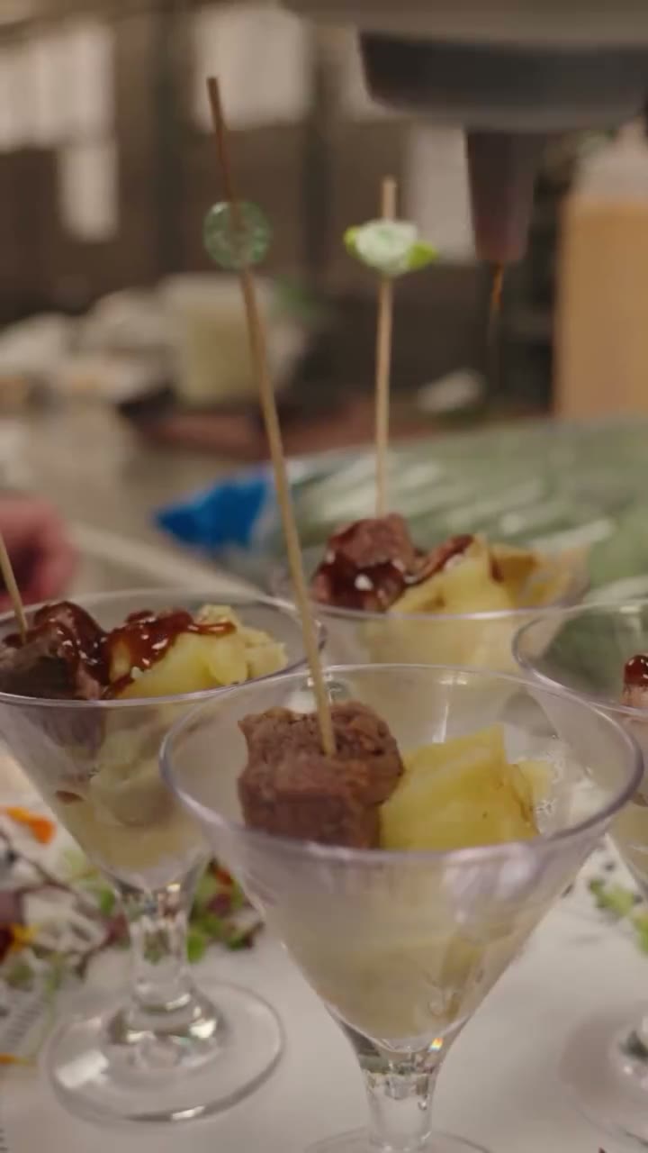Instagram reel thumbnail of passed desserts at a Northern Valley Affairs event